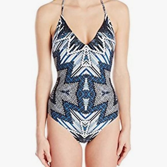 NEW Red Carter Women's Indigo Blues Lace Up One Piece Swimsuit - Picture 4 of 8